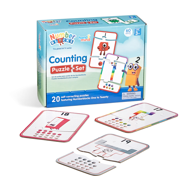 Introduce early math skills with the Numberblocks Counting Puzzle Set, featuring the colorful characters from the popular BBC show Numberblocks. These self-correcting puzzles are perfect for teaching children how to count and recognize numbers from One to Twenty. With fun, vibrant illustrations, this set helps young learners practice and develop essential math skills while engaging with their favorite characters.  Includes 20 self-correcting puzzles featuring Numberblocks One to Twenty  Teaches counting and number recognition in a playful, hands-on way  Encourages early math skills through colorful illustrations  Ideal for preschool to kindergarten learners  Great for making math learning fun and interactive  Supports the transition from preschool to kindergarten