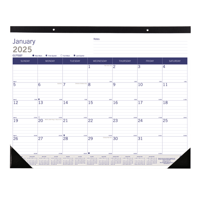 REDIFORM, INC. C177227-25 2025 Blueline DuraGlobe Monthly Desk Pad Calendar, 22in x 17in, January to December, C177227 REDIFORM, INC. C177227-25 2025 Blueline DuraGlobe Monthly Desk Pad Calendar, 22in x 17in, January to December, C177227
