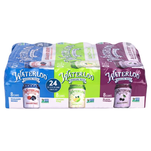 WATERLOO SPARKLING WATER CORP. 819215023076 Waterloo Sparkling Water Variety Pack, 12 Oz, Pack Of 24 Cans