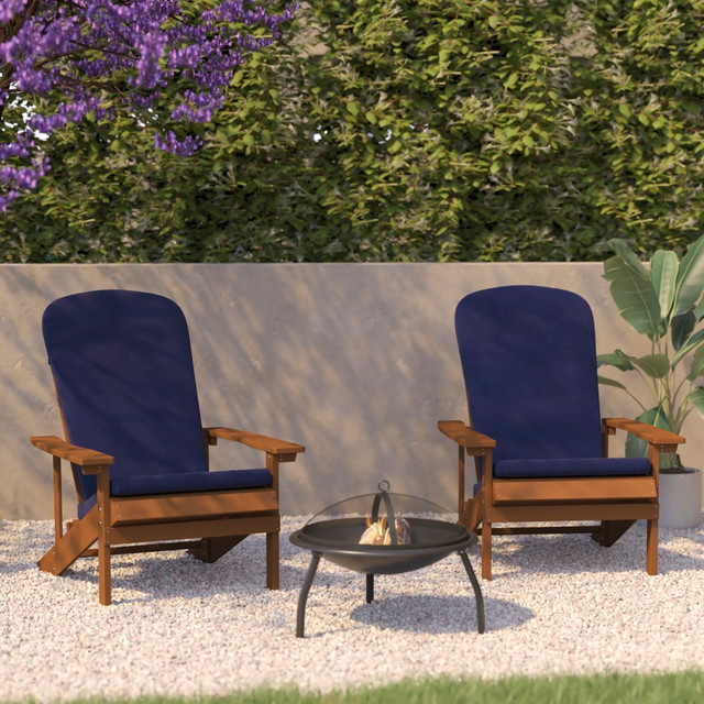 FLASH FURNITURE 2JJC14501CSBLTK Charlestown All-Weather Outdoor Furniture Adirondack Chairs With Cushions, Blue/Teak, Set Of 2 Chairs FLASH FURNITURE 2JJC14501CSBLTK Charlestown All-Weather Outdoor Furniture Adirondack Chairs With Cushions, Blue/Teak, Set Of 2 Chairs