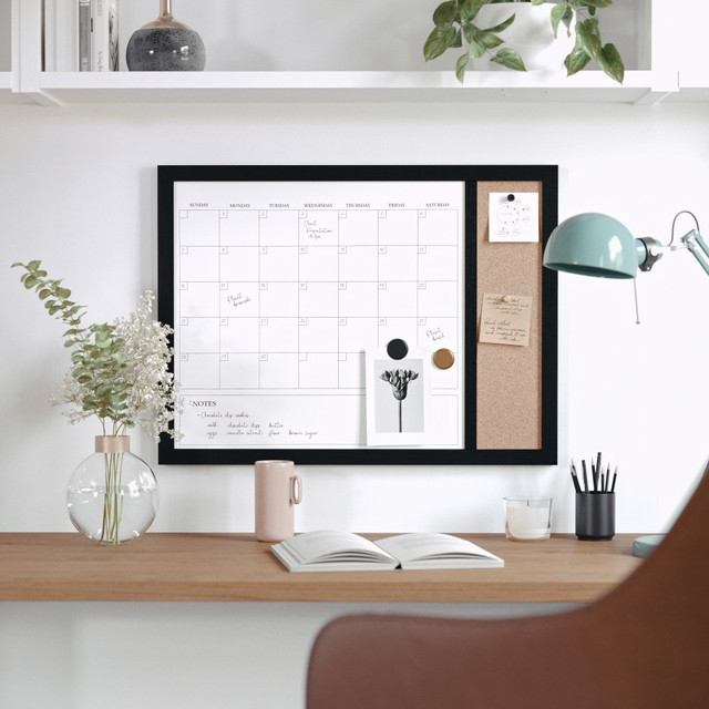 FLASH FURNITURE BRPMCO4C14561BK Martha Stewart Everette Magnetic Dry-Erase Monthly Calendar And Cork Board Combo, 18in x 24in, Black Woodgrain FLASH FURNITURE BRPMCO4C14561BK Martha Stewart Everette Magnetic Dry-Erase Monthly Calendar And Cork Board Combo, 18in x 24in, Black Woodgrain