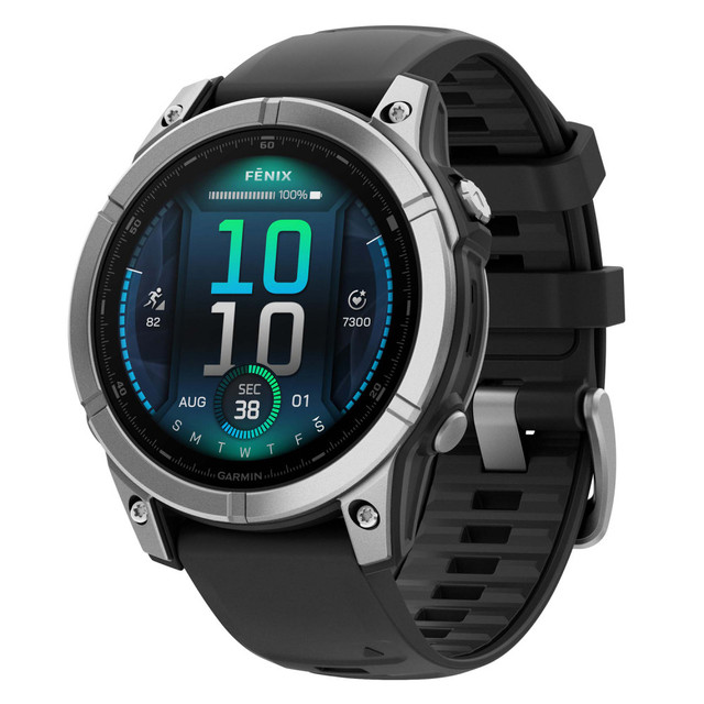 GARMIN INTERNATIONAL, INC. 010-03025-02 Garmin fenix E AMOLED Multisport GPS Watch With Silicone Band And 47mm Lens, Black/Silver GARMIN INTERNATIONAL, INC. 010-03025-02 Garmin fenix E AMOLED Multisport GPS Watch With Silicone Band And 47mm Lens, Black/Silver
