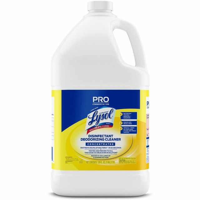RECKITT BENCKISER 19200-99985EA Lysol Deodorizing Cleaner - Concentrate - 128 oz (8 lb) - Lemon Scent - Disinfectant, Deodorize, Versatile - Yellow - 1 Each RECKITT BENCKISER 19200-99985EA Lysol Deodorizing Cleaner - Concentrate - 128 oz (8 lb) - Lemon Scent - Disinfectant, Deodorize, Versatile - Yellow - 1 Each