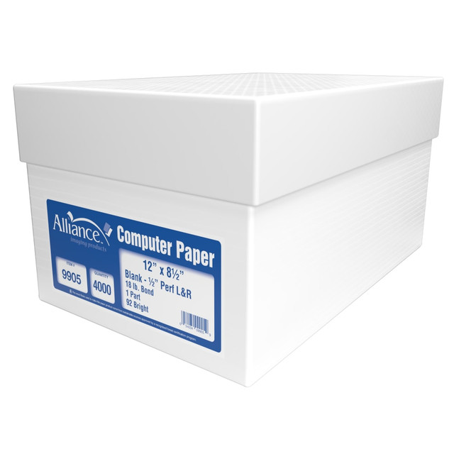TST/IMPRESO INC 9905 Alliance Continuous Feed Computer Paper, 12in x 8-1/2in, White, 18 lb TST/IMPRESO INC 9905 Alliance Continuous Feed Computer Paper, 12in x 8-1/2in, White, 18 lb