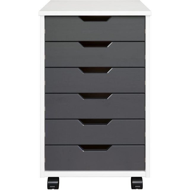 TRENDFURN LLC 120-004 Trendfurn Omnia Wide Roll Cart, 6 Drawers, 25-3/4in x 16-1/8in, White/Gray