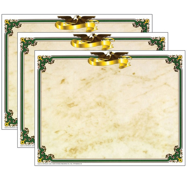EDUCATORS RESOURCE H-VA653-3 Hayes Publishing Eagle Border Certificate, 8.5in x 11in, 50 Per Pack, Set Of 3 Packs