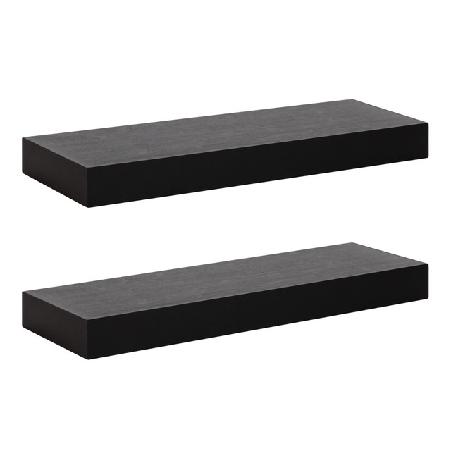 UNIEK INC. 219346 Kate and Laurel Havlock Wall Shelves, 2-1/4inH x 24inW x 8inD, Black, Set Of 2 Shelves