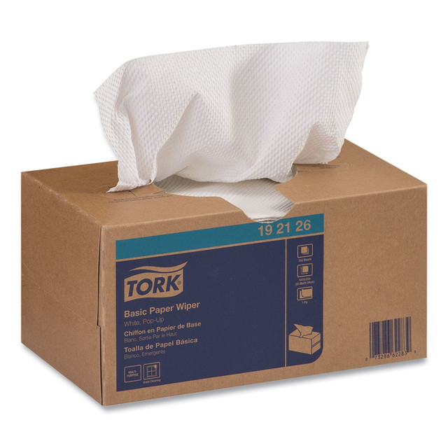 ESSITY PROFESSIONAL HYGIENE NORTH AMERICA LLC 192126 TORK Basic Paper Wiper, Pop-Up Box - 1 Ply - 3.54in x 4.06in - White - Fiber - 250 / Pack