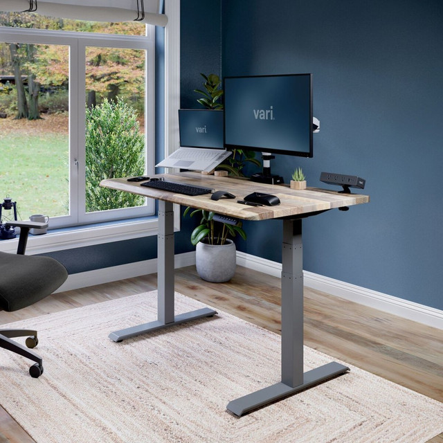 VARIDESK LLC 402273 VARI Electric Standing Desk With ComfortEdge, 48inW, Reclaimed Wood