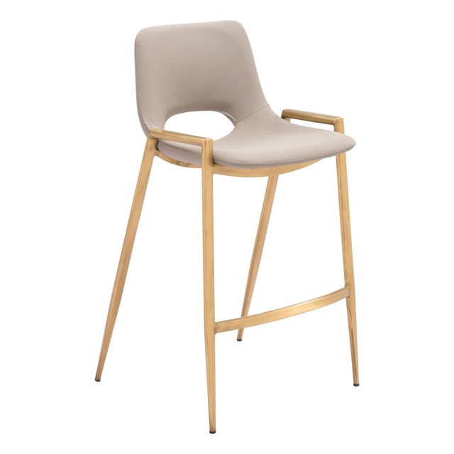 ZUO MODERN 109733 Zuo Desi Counter-Height Stools, Beige/Gold, Set Of 2 Stools