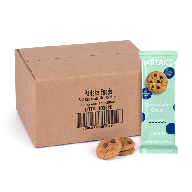 PARTAKE FOODS, INC. 852761007619 Partake Soft Chocolate Chip Cookie Snack Pack, 1.09 Oz, Pack Of 24 Cookies