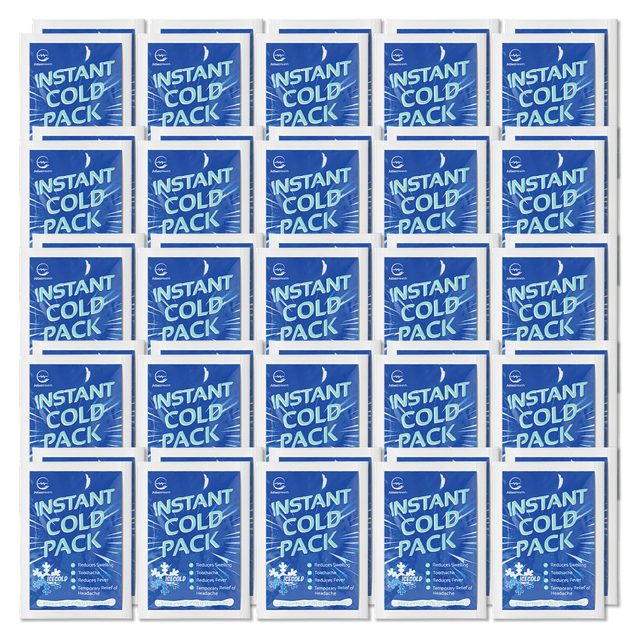 ALLSETT HEALTH(R) ASH10050 AllSett Health Instant Disposable Cold Packs, 6in x 4-1/2in, Blue, Pack Of 50 Cold Packs ALLSETT HEALTH(R) ASH10050 AllSett Health Instant Disposable Cold Packs, 6in x 4-1/2in, Blue, Pack Of 50 Cold Packs