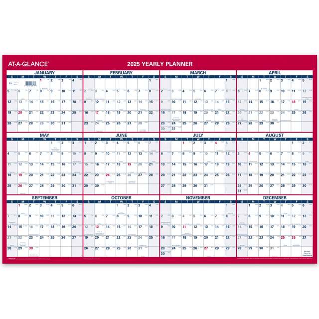 ACCO BRANDS USA, LLC PM2122825 2025 AT-A-GLANCE Reversible Yearly Wall Calendar, 24in x 36in, Traditional, January 2025 To December 2025, PM21228 ACCO BRANDS USA, LLC PM2122825 2025 AT-A-GLANCE Reversible Yearly Wall Calendar, 24in x 36in, Traditional, January 2025 To December 2025, PM21228
