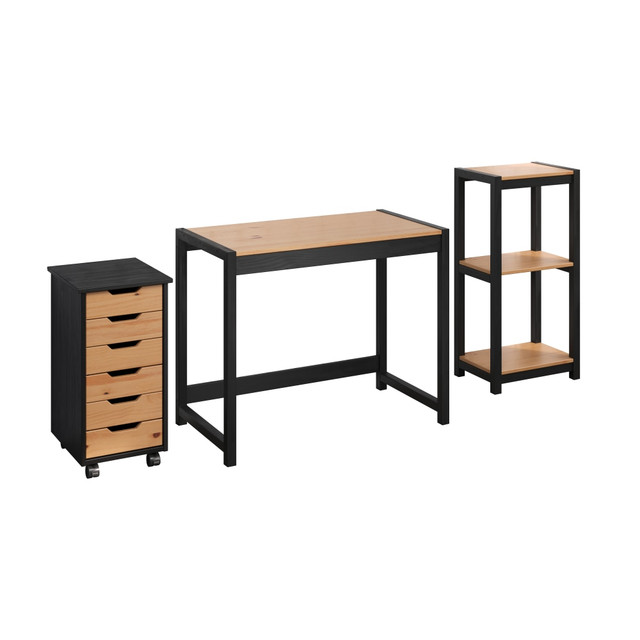 TRENDFURN LLC 124-001 Trendfurn Torianna 3-Piece Office Set, Black/Honey