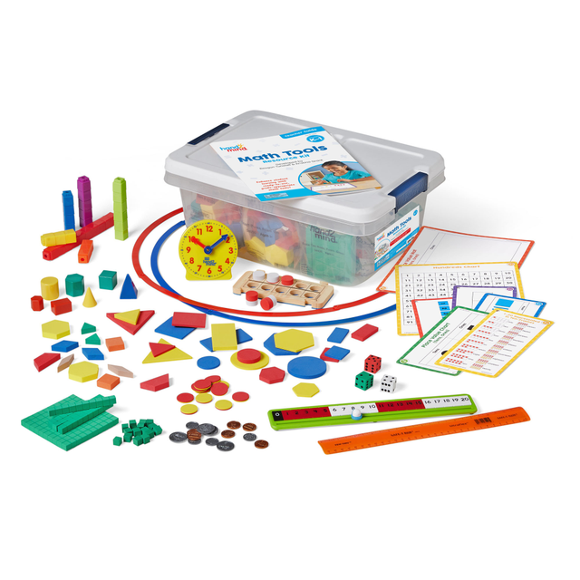 Each set includes grade-specific math manipulatives, reference cards, and graphic organizers that children need. Use the set during independent stations or as shared resources during small group instruction.  Support student success by empowering students to select the tools that they need to solve any math problem!  Each set includes: Teacher Guide, 3 Card Sets, 4 RekenRod Five-Frames, 1 Number Path, 1 Set of Coins, 1 Set of Attribute Blocks, 1 Set of Grouping Circles, 100 UniLink Cubes, 100 Base Ten Units, 20 Base Ten Rods, 1 Base Ten Flat, 40 Two-Color Counters, 1 Set of GeoSolids, 50 Pattern Blocks, 1 Geared Clock, 1 Ruler, and 6 Dot Dice.