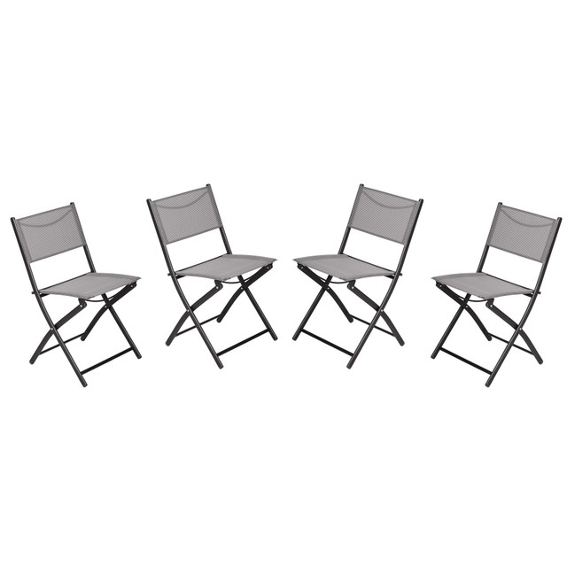 FLASH FURNITURE 4TLHSC097GRY  Brazos Series Outdoor 4pcs Folding Chair with Flex Comfort Material and Metal Frame, Gray