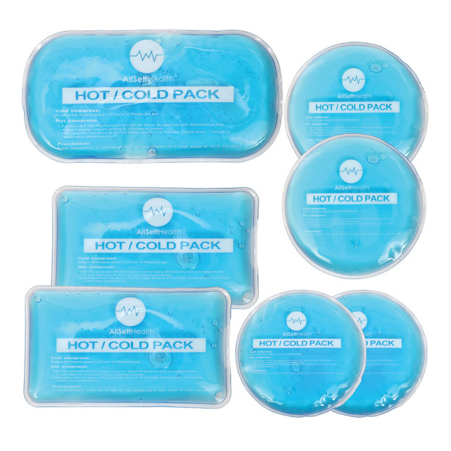 ALLSETT HEALTH(R) ASH082 AllSett Health Reusable Hot And Cold Gel Packs For Injuries, 3-7/8in x 7-5/16in, Blue, Pack Of 7 Gel Packs