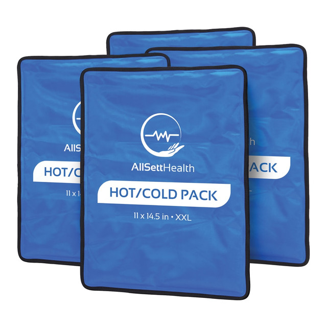 ALLSETT HEALTH(R) ASH07 AllSett Health Reusable Hot And Cold Gel Packs For Injuries, 14-1/2in x 11in, Blue, Pack Of 4 Gel Packs ALLSETT HEALTH(R) ASH07 AllSett Health Reusable Hot And Cold Gel Packs For Injuries, 14-1/2in x 11in, Blue, Pack Of 4 Gel Packs