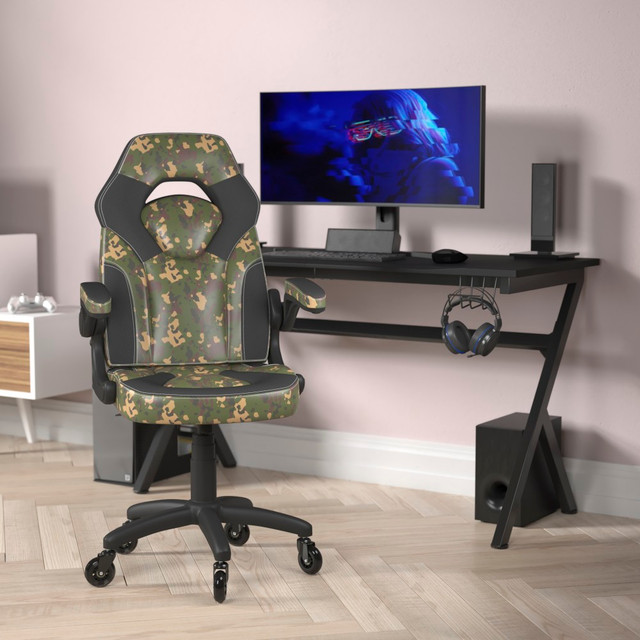 FLASH FURNITURE CH00095CAMRLB X10 Racing Ergonomic Faux Leather Computer Gaming Chair, Camouflage FLASH FURNITURE CH00095CAMRLB X10 Racing Ergonomic Faux Leather Computer Gaming Chair, Camouflage