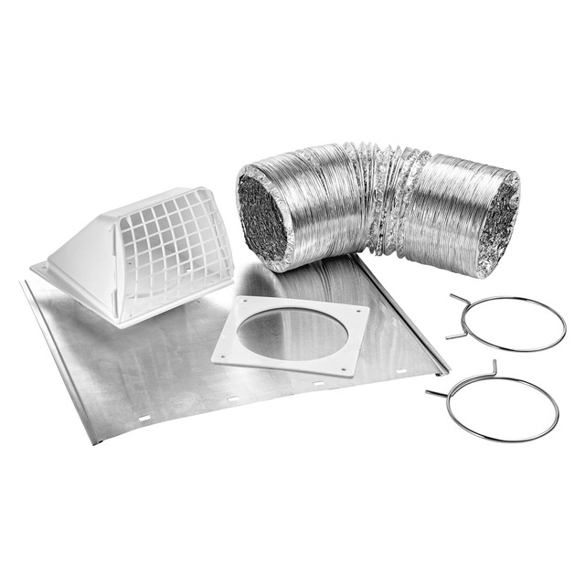 LAMBRO INDUSTRIES INC. 1375W Lambro 4in x 8' UL 2158A Transition Duct Vent Kit For Clothes Dryer Venting, White, LAO1375W
