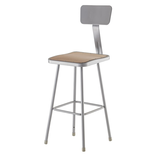 OKLAHOMA SOUND CORPORATION 6330B/2 National Public Seating Hardboard Task Stools With Backs, 45inH, Gray/Brown, Pack Of 2 Stools