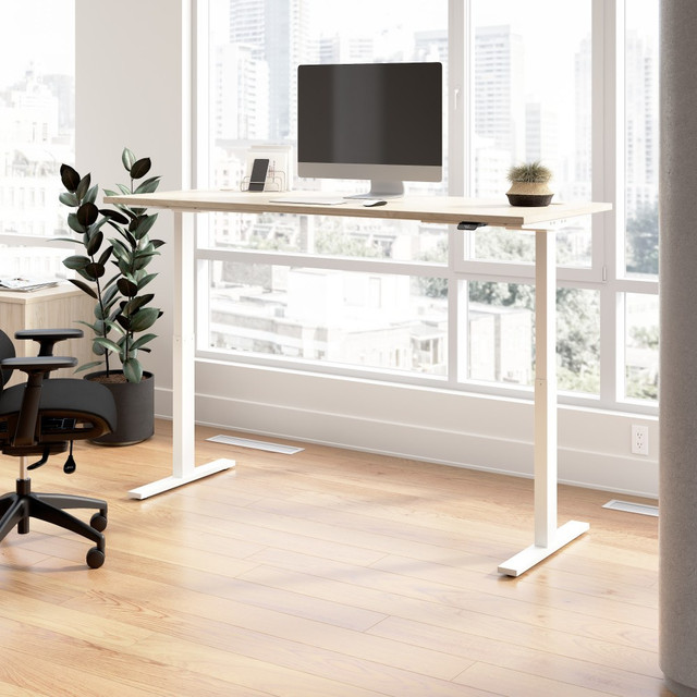 BUSH INDUSTRIES INC. M6S7230NEWK Bush Business Furniture Move 60 Series 72inW x 30inD Electric Height Adjustable Standing Desk, Natural Elm/White Powder Coat, Standard Delivery BUSH INDUSTRIES INC. M6S7230NEWK Bush Business Furniture Move 60 Series 72inW x 30inD Electric Height Adjustable Standing Desk, Natural Elm/White Powder Coat, Standard Delivery