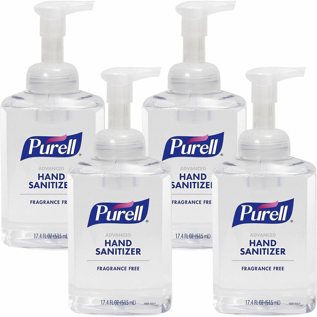 GOJO INDUSTRIES INC 500904CT PURELL Hand Sanitizer Foam - 1.09 lb - Pump Bottle Dispenser - Kill Germs - Hand, Skin - Clear - Quick Drying, Fragrance-free - 4 / Carton GOJO INDUSTRIES INC 500904CT PURELL Hand Sanitizer Foam - 1.09 lb - Pump Bottle Dispenser - Kill Germs - Hand, Skin - Clear - Quick Drying, Fragrance-free - 4 / Carton