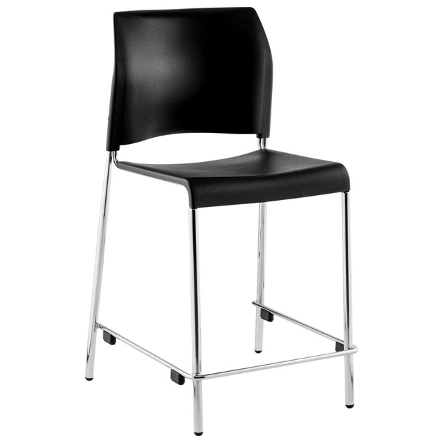 OKLAHOMA SOUND CORPORATION 8810C-11-10/4 National Public Seating 8800 Series Cafetorium Counter Height Stack Stools, Black/Chrome, Set Of 4 Stools