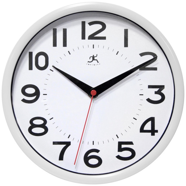 INFINITY INSTRUMENTS 14220WH-3364 Metro Round Wall Clock, 9in, White INFINITY INSTRUMENTS 14220WH-3364 Metro Round Wall Clock, 9in, White