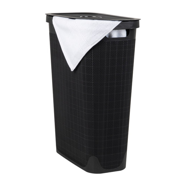 EMS MIND READER LLC 40FABHAMP-BLK Mind Reader Linen Design Laundry Hamper, 40 L, 23-1/2inH x 10-3/4inW x 18-1/2inL, Black EMS MIND READER LLC 40FABHAMP-BLK Mind Reader Linen Design Laundry Hamper, 40 L, 23-1/2inH x 10-3/4inW x 18-1/2inL, Black