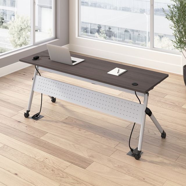 BUSH INDUSTRIES INC. NVS010SG Bush Business Furniture Envision 72inW Folding Training Table with Powered Grommets, Storm Gray/Cool Gray Metallic, Standard Delivery BUSH INDUSTRIES INC. NVS010SG Bush Business Furniture Envision 72inW Folding Training Table with Powered Grommets, Storm Gray/Cool Gray Metallic, Standard Delivery