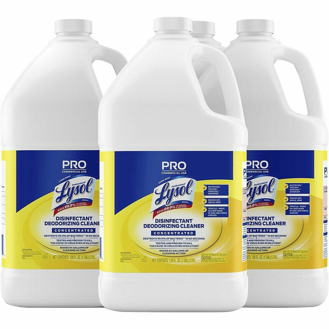 RECKITT BENCKISER 19200-99985 Professional Lysol Disinfectant Deodorizing Cleaner Concentrate, White, 128 Oz, Pack Of 4 Jugs