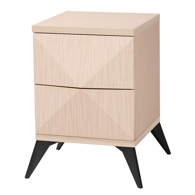 WHOLESALE INTERIORS, INC. 2721-13501 Baxton Studio Draper Two-Tone Wood 2-Drawer Nightstand, 23-5/8inH x 15-3/4inW x 17-5/8inD, Light Brown/Black