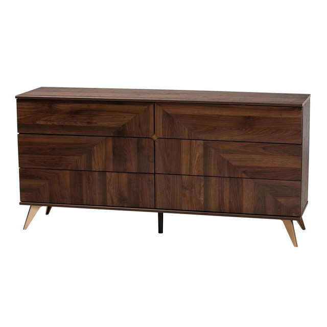 WHOLESALE INTERIORS, INC. 2721-13276 Baxton Studio Graceland Mid-Century Modern Transitional Finished Wood 6-Drawer Dresser, 30-7/16inH x 61-7/16inW x 15-3/4inD, Walnut Brown WHOLESALE INTERIORS, INC. 2721-13276 Baxton Studio Graceland Mid-Century Modern Transitional Finished Wood 6-Drawer Dresser, 30-7/16inH x 61-7/16inW x 15-3/4inD, Walnut Brown