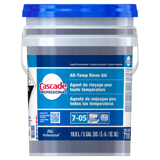 THE PROCTER & GAMBLE COMPANY 71191CT Cascade Professional All-Temperature Rinse Aid Detergent, Closed Loop, 5 Gallon, Blue