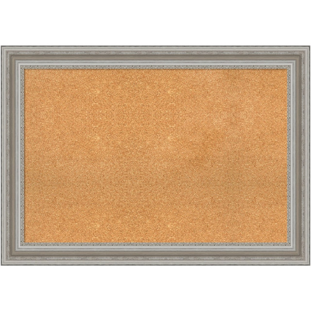 UNIEK INC. A42705383224 Amanti Art Non-Magnetic Cork Bulletin Board, 42in x 30in, Natural, Parlor Silver Plastic Frame UNIEK INC. A42705383224 Amanti Art Non-Magnetic Cork Bulletin Board, 42in x 30in, Natural, Parlor Silver Plastic Frame