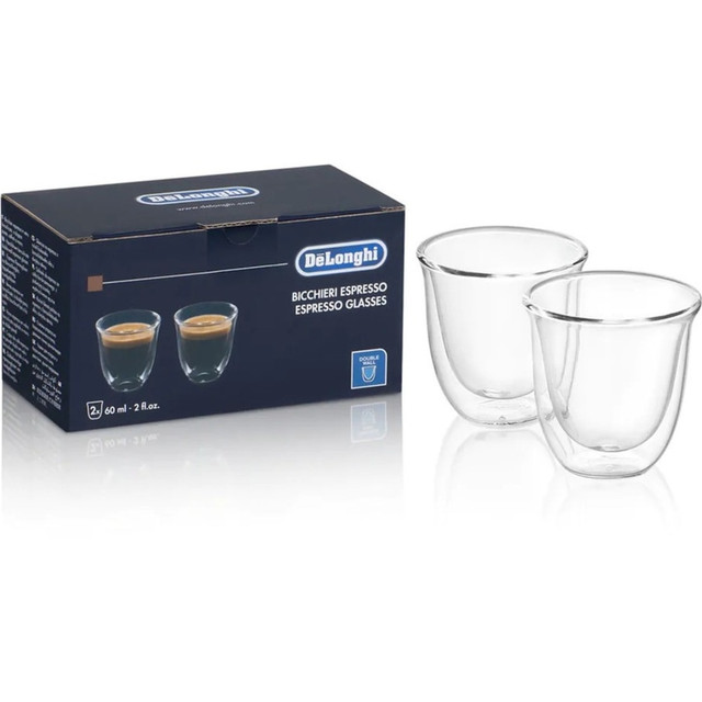 DELONGHI AMERICA INC. DLSC310 DeLonghi 2 Espresso Double Wall Glasses DLSC310 - 2.03 fl oz - Borosilicate Glass - Coffee - 2 / Set DELONGHI AMERICA INC. DLSC310 DeLonghi 2 Espresso Double Wall Glasses DLSC310 - 2.03 fl oz - Borosilicate Glass - Coffee - 2 / Set