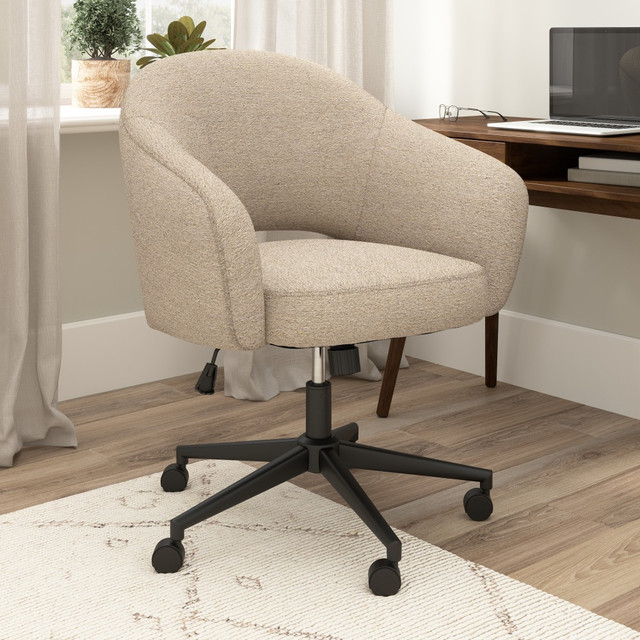BUSH INDUSTRIES INC. CH4401CBF-03 Bush Furniture Fairfax Ergonomic Fabric Mid Century Mid Back Modern Desk Chair for Home Office, Cool Beige Fabric, Standard Delivery