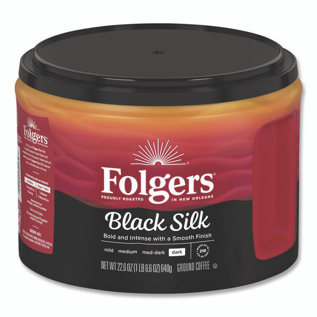 KEURIG DR PEPPER Folgers® 20540CT Black Silk Ground Coffee, Black 22.6 oz Canister, 6/Carton