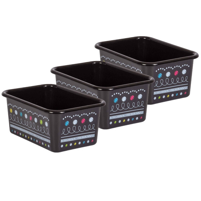 EDUCATORS RESOURCE TCR20894-3 Teacher Created Resources Small Plastic Storage Bins, 5inH x 11-3/8inW x 7-3/4inD, Chalkboard Brights, Pack Of 3 EDUCATORS RESOURCE TCR20894-3 Teacher Created Resources Small Plastic Storage Bins, 5inH x 11-3/8inW x 7-3/4inD, Chalkboard Brights, Pack Of 3
