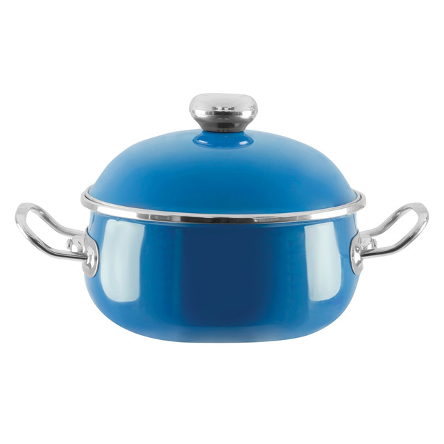 EKCO(R) 68905 Vita Enamel-On-Steel Nonstick Covered Dutch Oven, 6 Qt, Blue EKCO(R) 68905 Vita Enamel-On-Steel Nonstick Covered Dutch Oven, 6 Qt, Blue