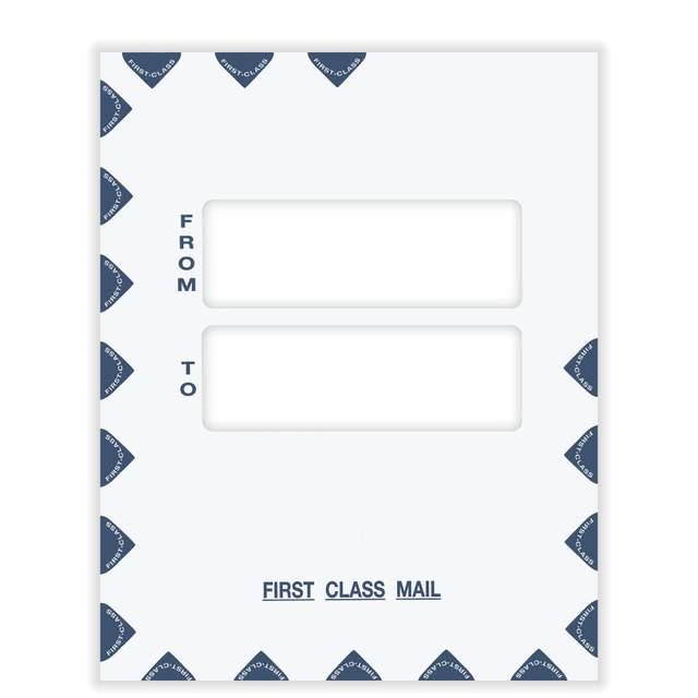 R & R VENTURES PES45 ComplyRight First Class Double Window Tax Mailer Envelope, White/Blue, Self-Seal, 9-1/2in x 12in, Pack of 50 R & R VENTURES PES45 ComplyRight First Class Double Window Tax Mailer Envelope, White/Blue, Self-Seal, 9-1/2in x 12in, Pack of 50