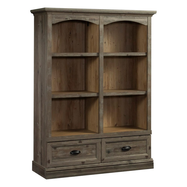SAUDER WOODWORKING CO. 435754 Sauder Sonnet Springs 62inH 6-Shelf Bookcase With Drawers, Pebble Pine/Khaki Pine SAUDER WOODWORKING CO. 435754 Sauder Sonnet Springs 62inH 6-Shelf Bookcase With Drawers, Pebble Pine/Khaki Pine