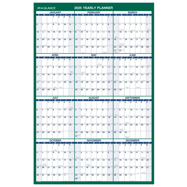 ACCO BRANDS USA, LLC PM2102825 2025 AT-A-GLANCE Reversible Yearly Wall Calendar, 24in x 36in, Traditional, January 2025 To December 2025, PM21028 ACCO BRANDS USA, LLC PM2102825 2025 AT-A-GLANCE Reversible Yearly Wall Calendar, 24in x 36in, Traditional, January 2025 To December 2025, PM21028