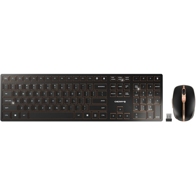 CHERRY GMBH JD-9100US-2 CHERRY DW 9100 SLIM - Keyboard and mouse set - wireless - 2.4 GHz, Bluetooth 4.2 - US - black/bronze