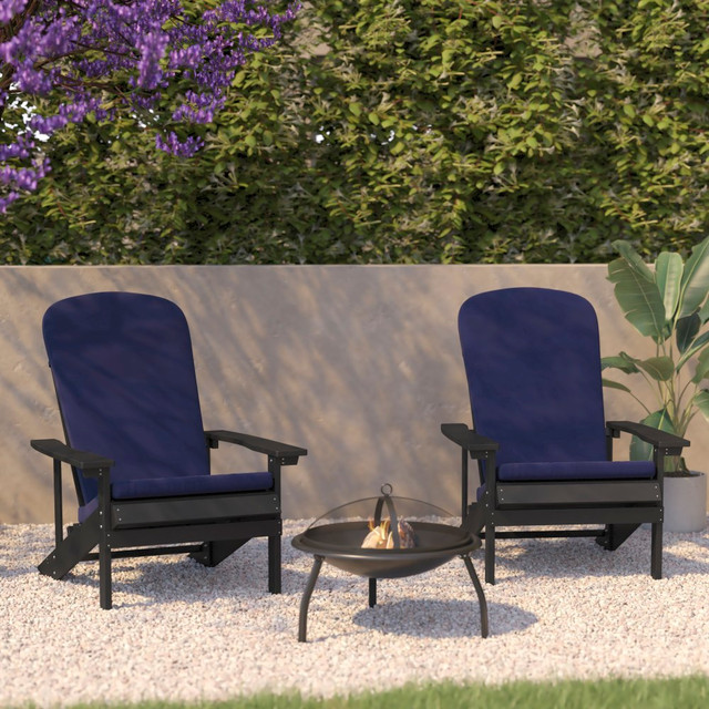 FLASH FURNITURE 2JJC14501CSBLST Charlestown All-Weather Outdoor Furniture Adirondack Chairs With Cushions, Blue/Slate Gray, Set Of 2 Chairs FLASH FURNITURE 2JJC14501CSBLST Charlestown All-Weather Outdoor Furniture Adirondack Chairs With Cushions, Blue/Slate Gray, Set Of 2 Chairs