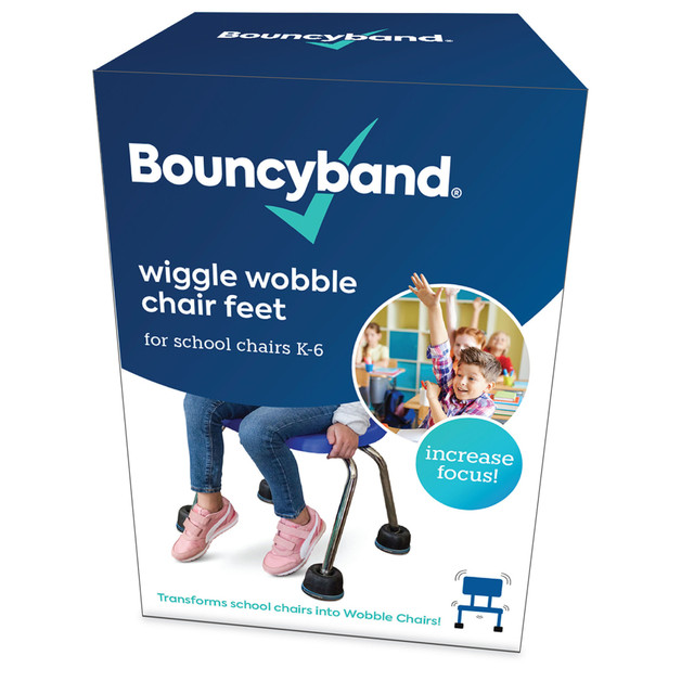 BOUNCY BANDS CT, LLC BBAWWCF Bouncyband Wiggle Wobble Chair Feet, 7-1/2in x 3-3/4in, Black/Blue BOUNCY BANDS CT, LLC BBAWWCF Bouncyband Wiggle Wobble Chair Feet, 7-1/2in x 3-3/4in, Black/Blue
