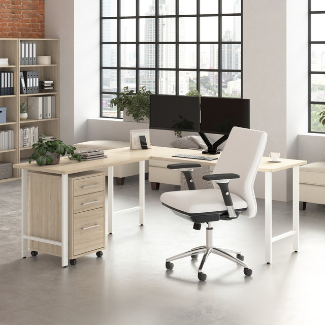 BUSH INDUSTRIES INC. HUS005NE Bush Business Furniture Hustle 72inW L-Shaped Corner Computer Desk with 3 Drawer Mobile File Cabinet, Natural Elm, Standard Delivery Service BUSH INDUSTRIES INC. HUS005NE Bush Business Furniture Hustle 72inW L-Shaped Corner Computer Desk with 3 Drawer Mobile File Cabinet, Natural Elm, Standard Delivery Service
