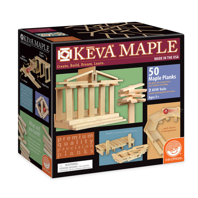Craft castles, bridges, skyscrapers and more with the KEVA Maple Plank Set. These planks are made of maple for durability, and they help develop fine motor and problem-solving skills.  Made of durable maple.  Helps develop fine motor and problem-solving skills.