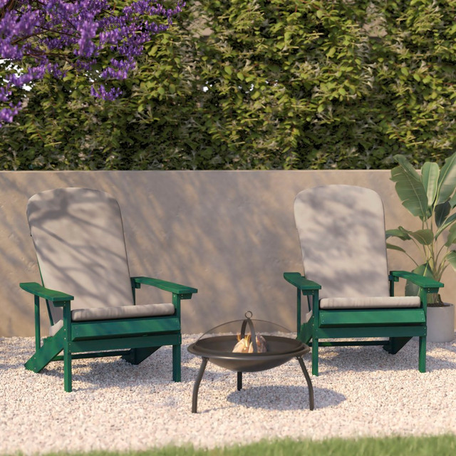 FLASH FURNITURE 2JJC14501CSCRGR Charlestown All-Weather Outdoor Furniture Adirondack Chairs With Cushions, Cream/Green, Set Of 2 Chairs FLASH FURNITURE 2JJC14501CSCRGR Charlestown All-Weather Outdoor Furniture Adirondack Chairs With Cushions, Cream/Green, Set Of 2 Chairs